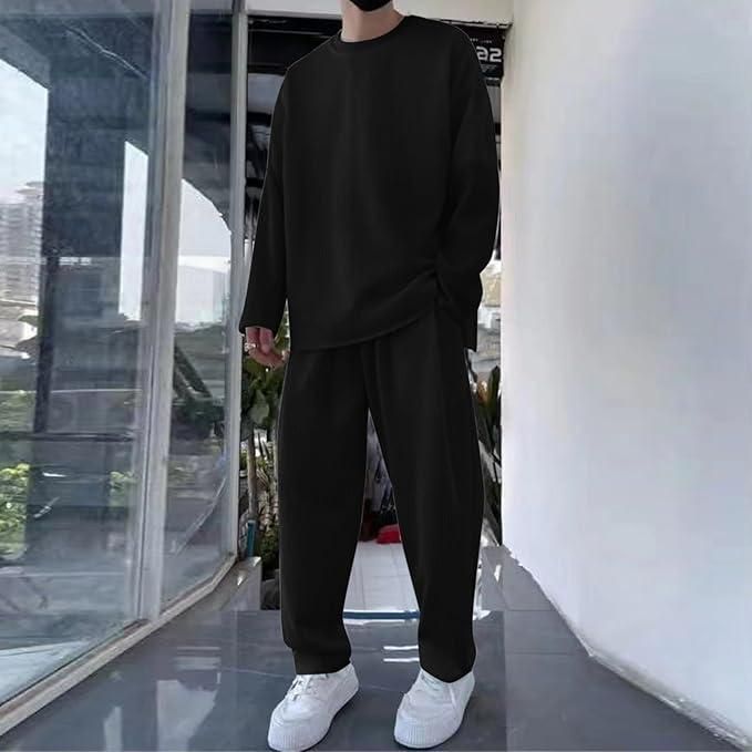 Men's Solid Round Neck Co - ord Set - Wishlect