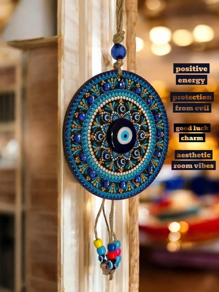 Handcrafted Evil Eye Wall Hanging for Home Decor ? Nazar Battu Protection Charm - Wishlect