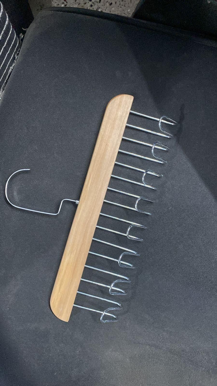 Multifunctional Wooden Hanger with Metal Hooks (Pack of 1) - Wishlect