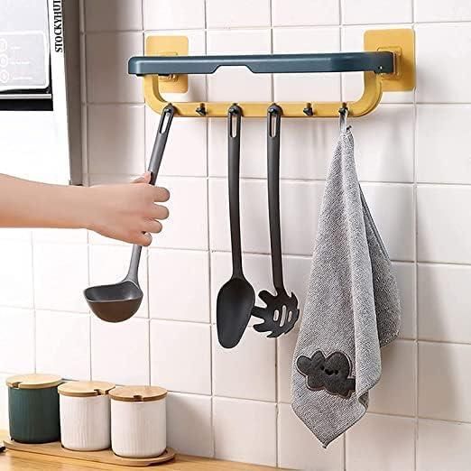 Wall Mounted Double Bar Towel Holder with Hook - Pack of 1 - Wishlect