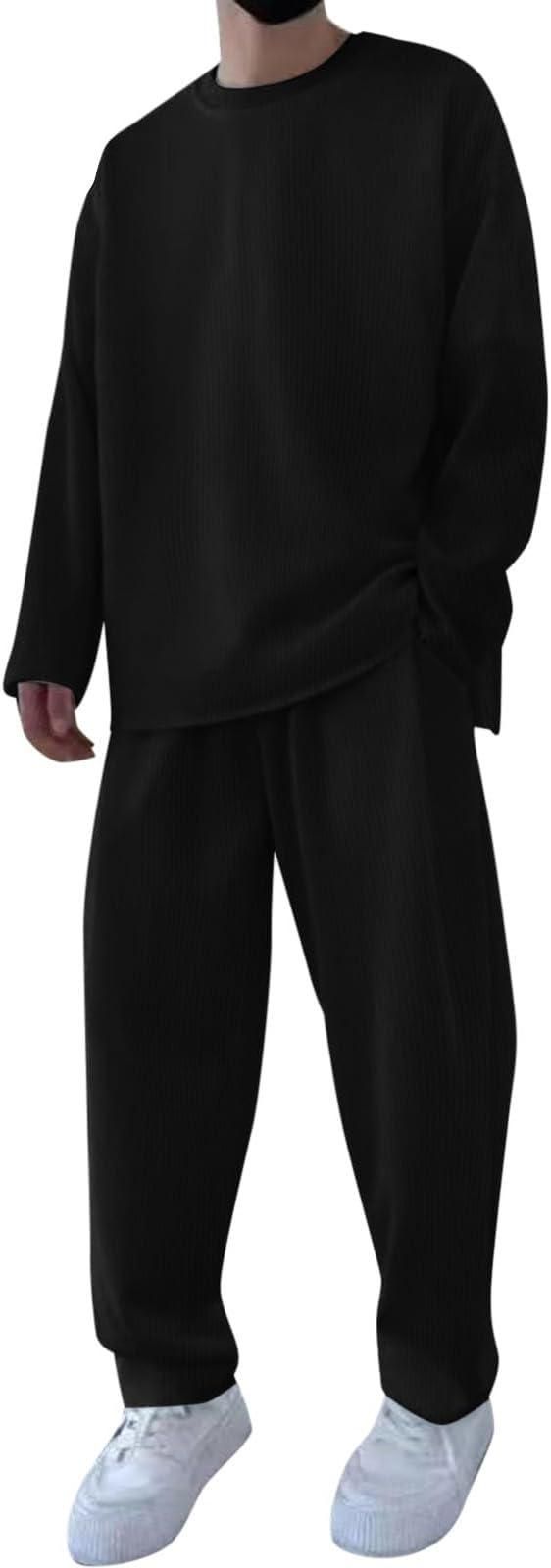 Men's Solid Round Neck Co - ord Set - Wishlect