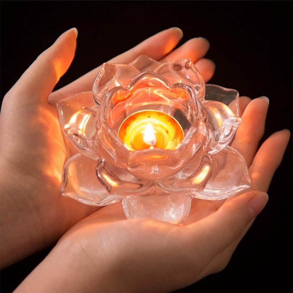 Glass Lotus Flower Tea Light Candle Holder Set - Wishlect