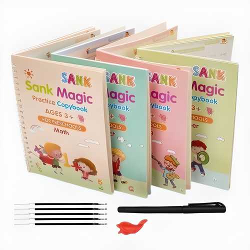 Sank Magic Practice Copybook (4 BOOKS,1 PEN,1 GRIP,10 REFILL) - Wishlect