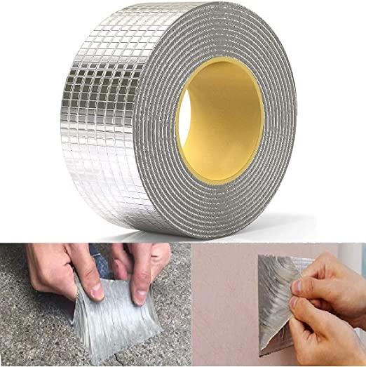 Leakage Repair Waterproof Tape for Pipe Roof Water Leakage Solution Aluminum Foil Adhesive Tape Sealing Butyl Rubber Tape for Surface Crack, Pipe Rupture (5cmx5m) - Wishlect