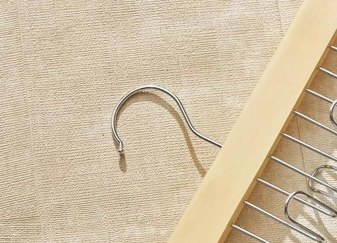 Multifunctional Wooden Hanger with Metal Hooks (Pack of 1) - Wishlect