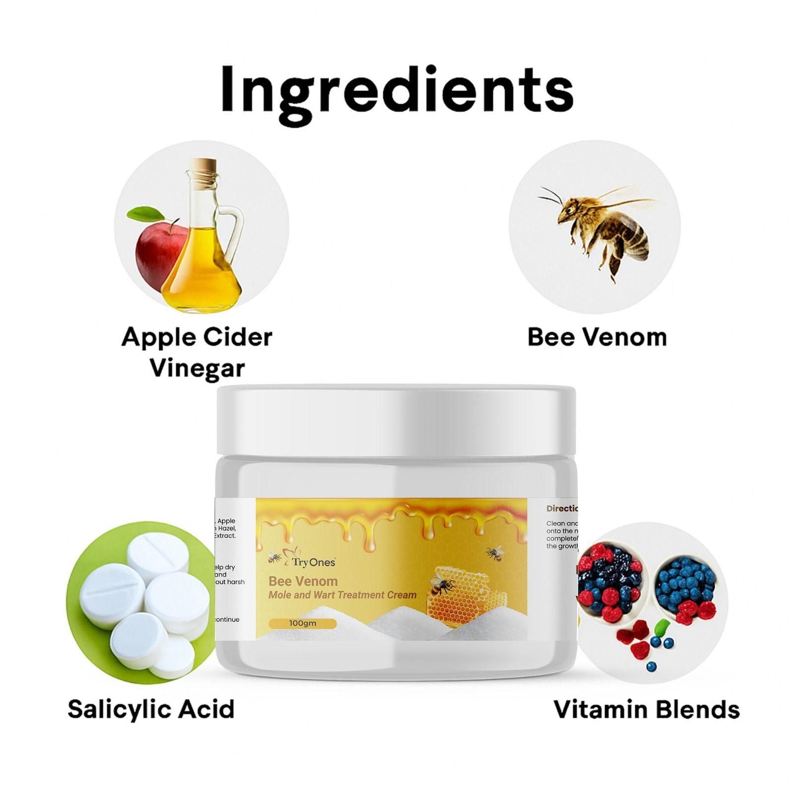 Bee Venom Mole and Wart Treatment Cream 100 gm Pack of 1 - Wishlect