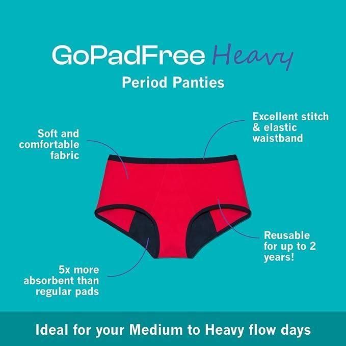 Period Panty Hipster Leak Proof Underwear for Medium to Heavy Flow,Reusable Pack of 2 - Wishlect