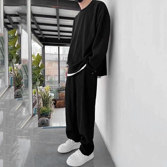 Men's Solid Round Neck Co - ord Set - Wishlect