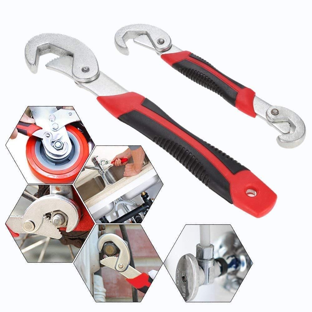 Stainless Steel Socket Adjustable Multi Function Wrench Spanner Set Tools (Pack of 2) - Wishlect