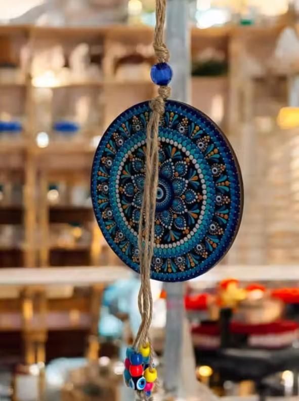 Handcrafted Evil Eye Wall Hanging for Home Decor ? Nazar Battu Protection Charm - Wishlect