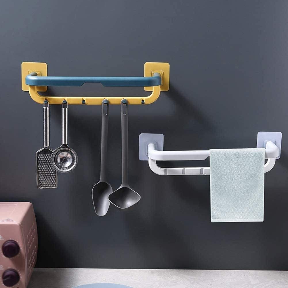 Wall Mounted Double Bar Towel Holder with Hook - Pack of 1 - Wishlect