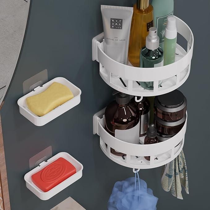 Bathroom Shelves with Hooks (Pack of 2) - Wishlect