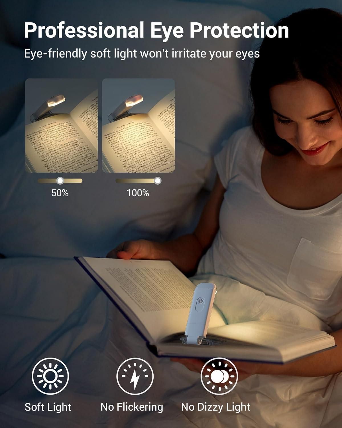 Usb Rechargeable Book Reading Light With Brightness Adjustable For Eye - Protection - Wishlect