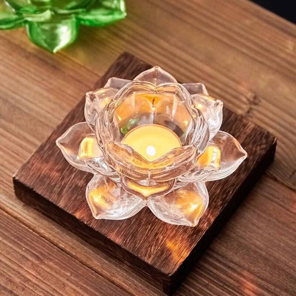 Glass Lotus Flower Tea Light Candle Holder Set - Wishlect