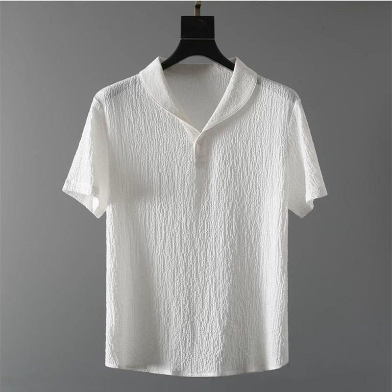 Men's Crinkled Co - Ord Set White - Wishlect