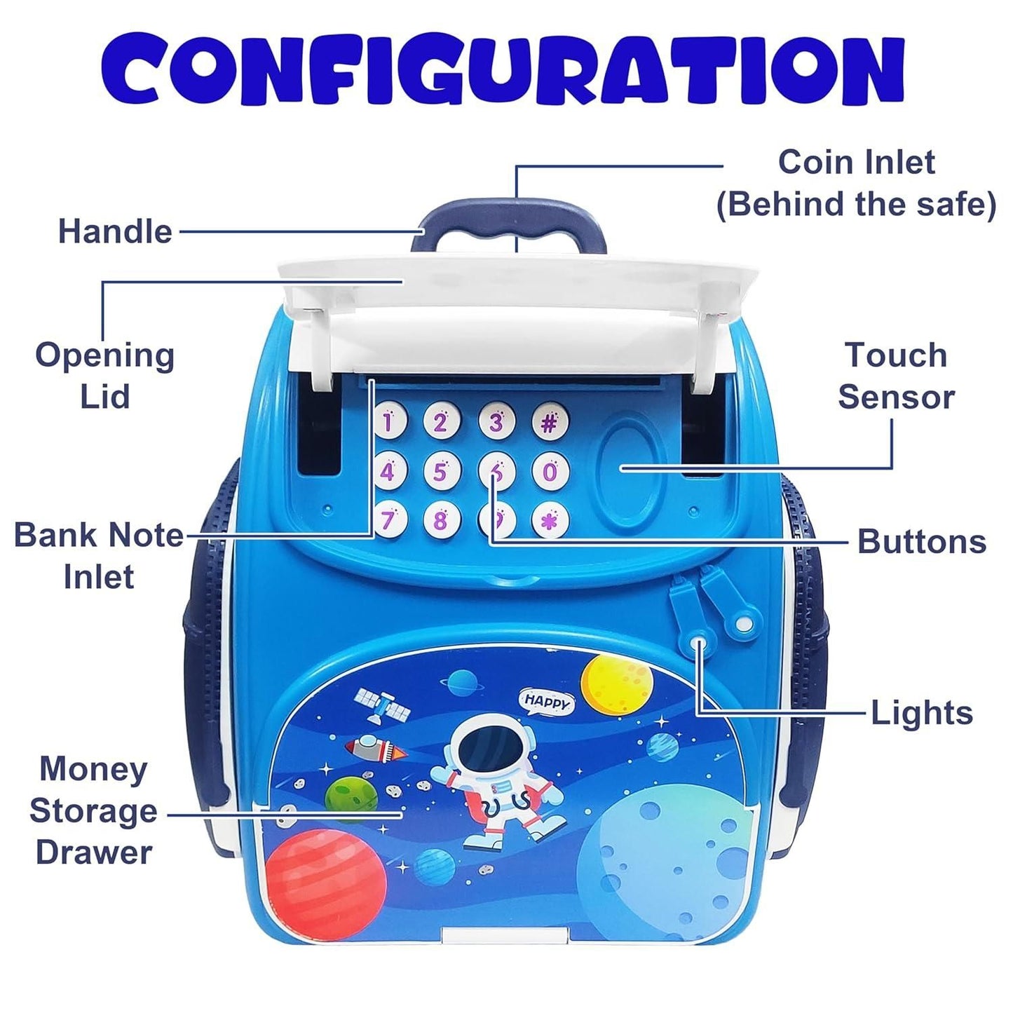Modern Money Safe Musical Piggy Bank Toy for Kids and Adults - Wishlect