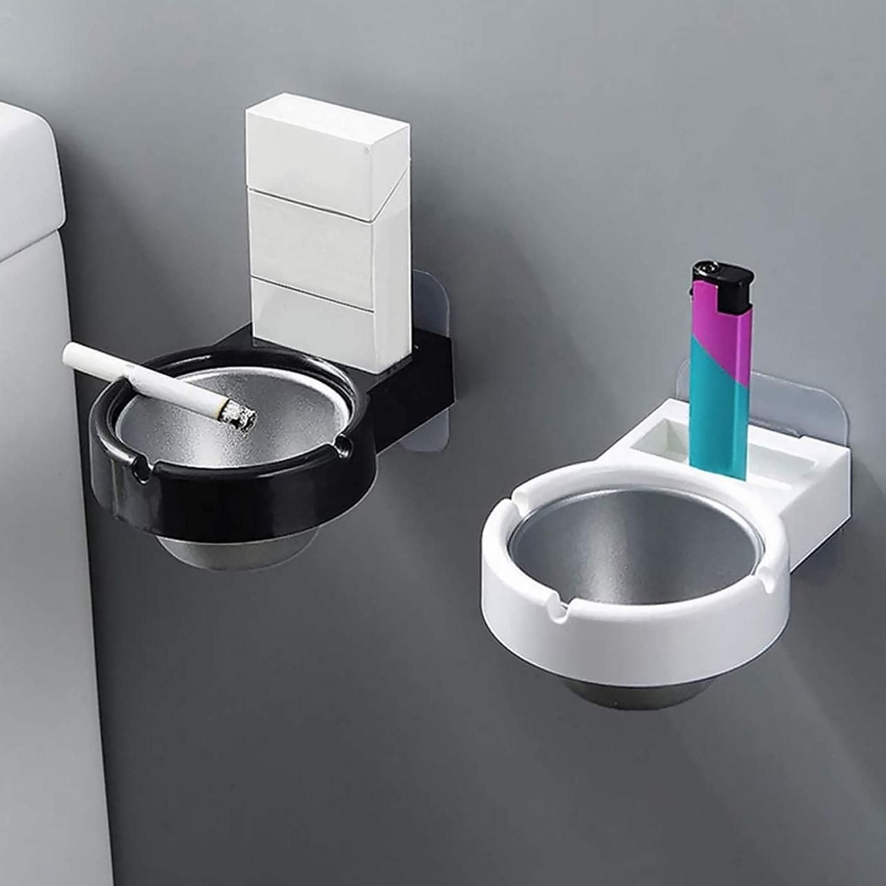 Stainless Steel Wall - Mounted Ashtray & Cigarette Lighter Storage Rack - Wishlect