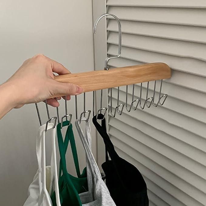 Multifunctional Wooden Hanger with Metal Hooks (Pack of 1) - Wishlect