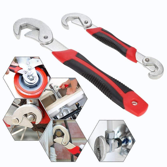 Stainless Steel Socket Adjustable Multi Function Wrench Spanner Set Tools (Pack of 2) - Wishlect
