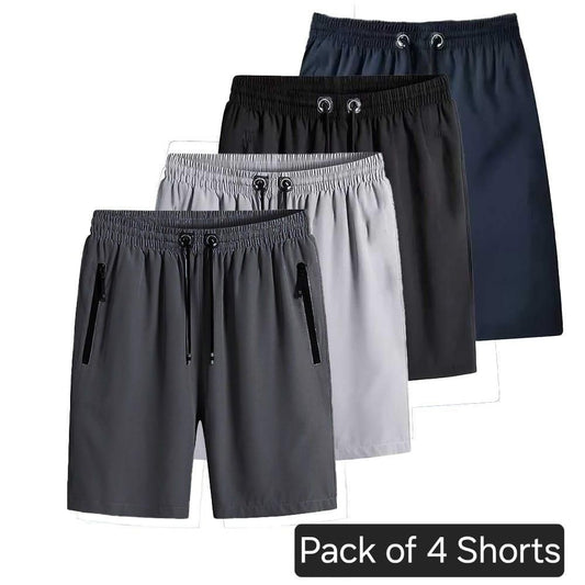 Combo of 4 Men's Stretchable Cotton Shorts - Wishlect