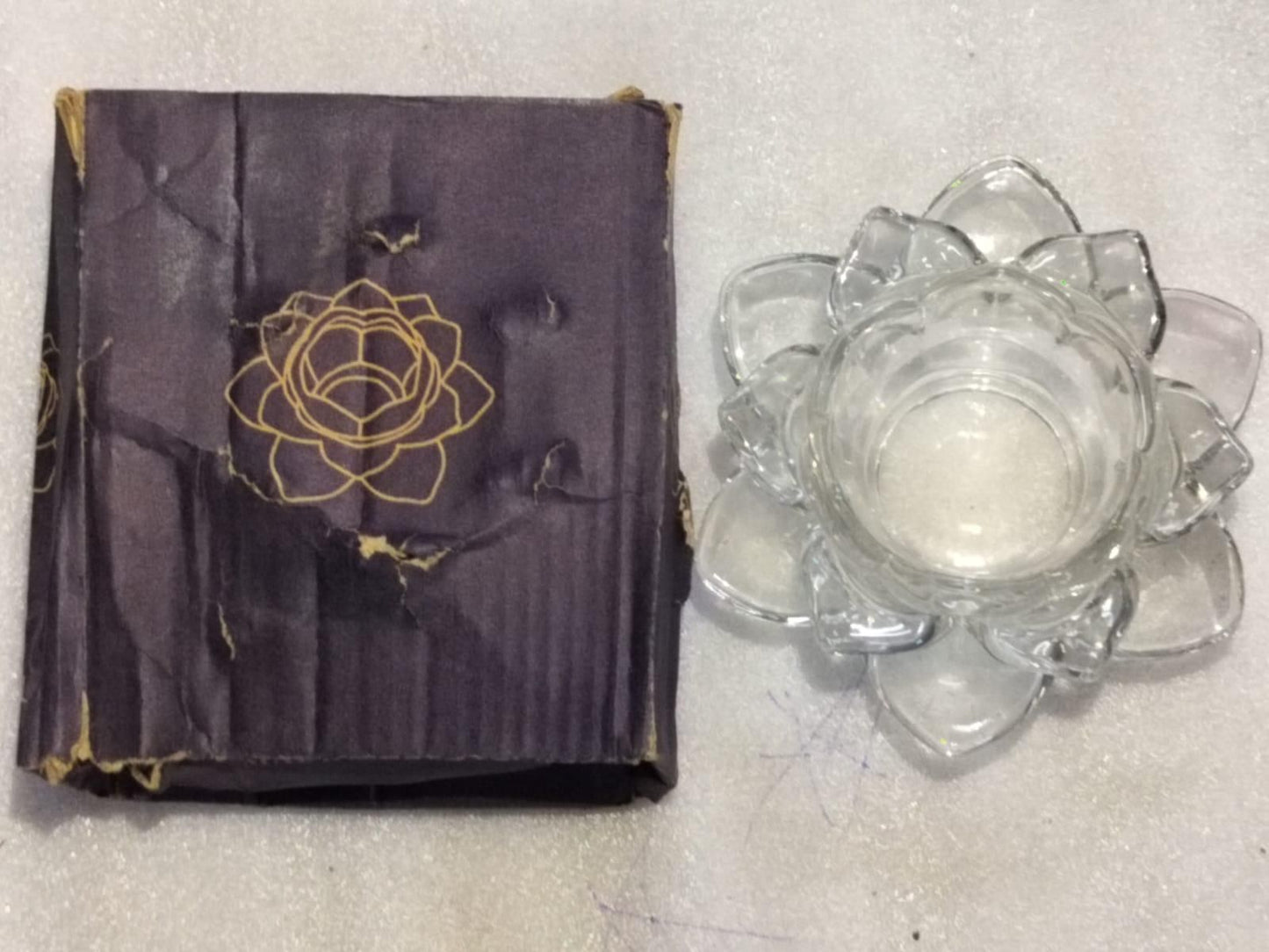 Glass Lotus Flower Tea Light Candle Holder Set - Wishlect