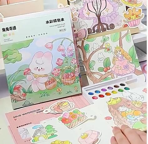 Cartoon Art Coloring Painting Set for Kid's - Wishlect