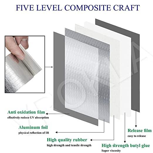 Leakage Repair Waterproof Tape for Pipe Roof Water Leakage Solution Aluminum Foil Adhesive Tape Sealing Butyl Rubber Tape for Surface Crack, Pipe Rupture (5cmx5m) - Wishlect