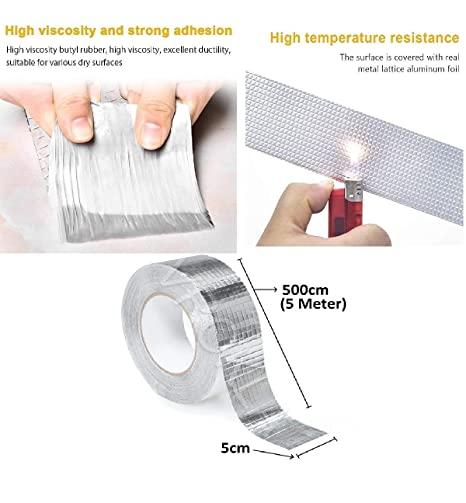 Leakage Repair Waterproof Tape for Pipe Roof Water Leakage Solution Aluminum Foil Adhesive Tape Sealing Butyl Rubber Tape for Surface Crack, Pipe Rupture (5cmx5m) - Wishlect